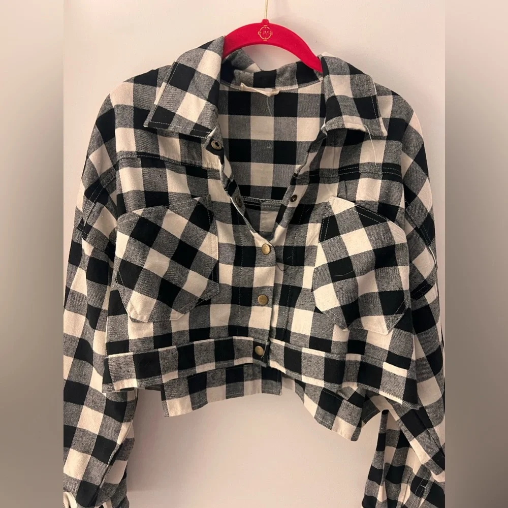 Altar’s state black and white buffalo plaid woman’s top fall - Picture 1 of 5
